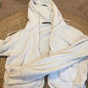 Brandy Melville White Cropped Zip Up